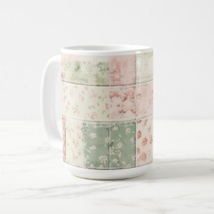 Caneca De Café Padrões de Colcha Floral Rosa Menta Fazenda Ociden
