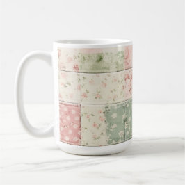 Caneca De Café Padrões de Colcha Floral Rosa Menta Fazenda Ociden
