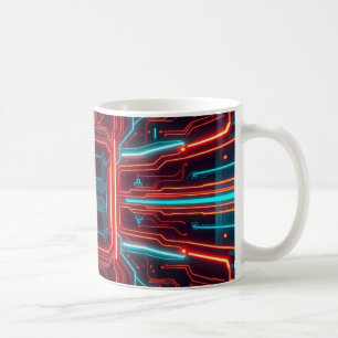 Caneca De Café padrões de conselho de circuito futurista iluminad