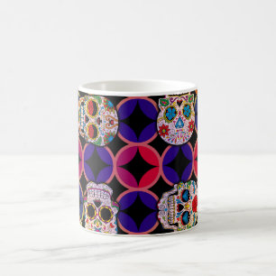 Caneca De Café Padrões de crânios de açúcar