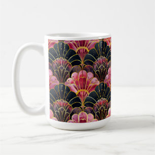 CANECA DE CAFÉ PADRÕES DE DECO DE ARTE DOURADA PRETO