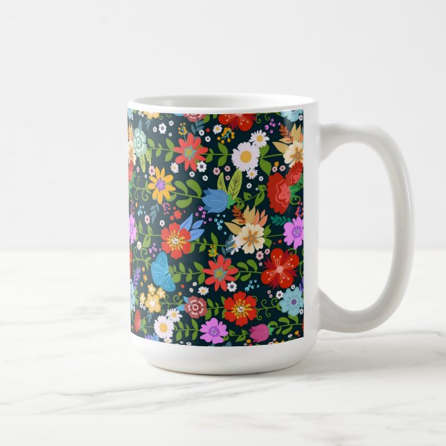 Caneca De Café Padrões de flores sem costura pontiagudas-13554 (Direita)