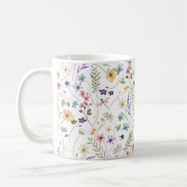 Caneca De Café Padrões de flores silvestres coloridos e caprichos