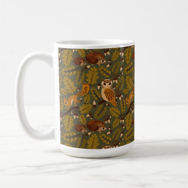 Caneca De Café Padrões de florestas e folhas (Esquerda)