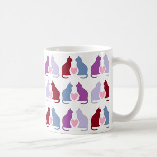 Caneca De Café Padrões de Gatos e Corações