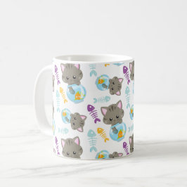 Caneca De Café Padrões De Gatos, Gatos Cutes, Gatinhos, Peixes