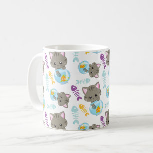 Caneca De Café Padrões De Gatos, Gatos Cutes, Gatinhos, Peixes