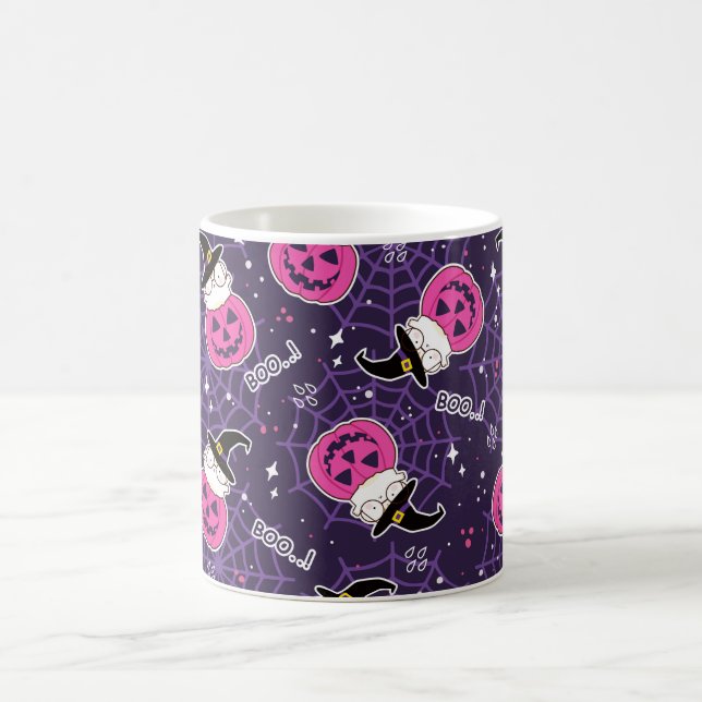 Caneca De Café Padrões de Halloween para gatos e abóboras lindos (Centro)