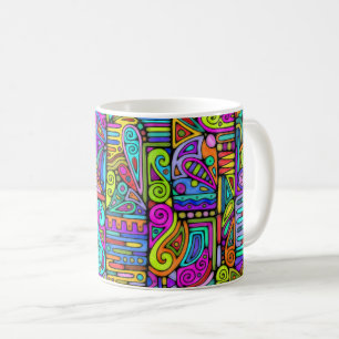Caneca De Café Padrões De Mão E Digitalmente Pintados Art 5°