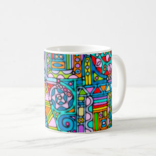 Caneca De Café Padrões De Mão E Digitalmente Pintados Art 53°