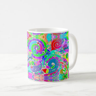 Caneca De Café Padrões De Mão E Digitalmente Pintados Artigo 22º
