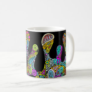 Caneca De Café Padrões De Mão E Digitalmente Pintados Artigo 28º