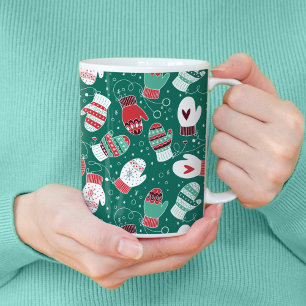 Caneca De Café Padrões de Mittens de Natal Cozy no inverno