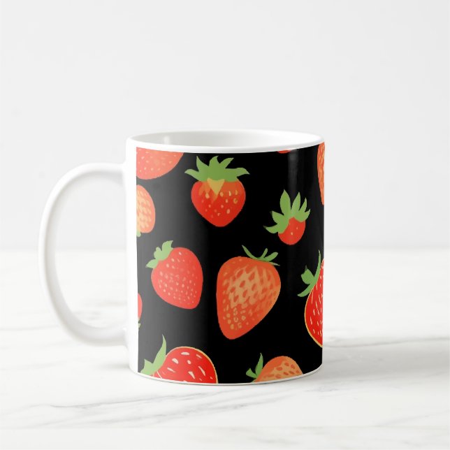 Caneca De Café Padrões de morango (Esquerda)