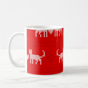 Caneca De Café Padrões de Natal em gatos cruzados apaixonados por