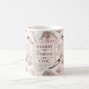 Caneca De Café Padrões de Natal Rosa-Chique Adoráveis