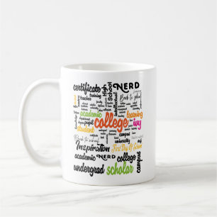 Caneca De Café Padrões de Nuvem do Word para Educação Universitár