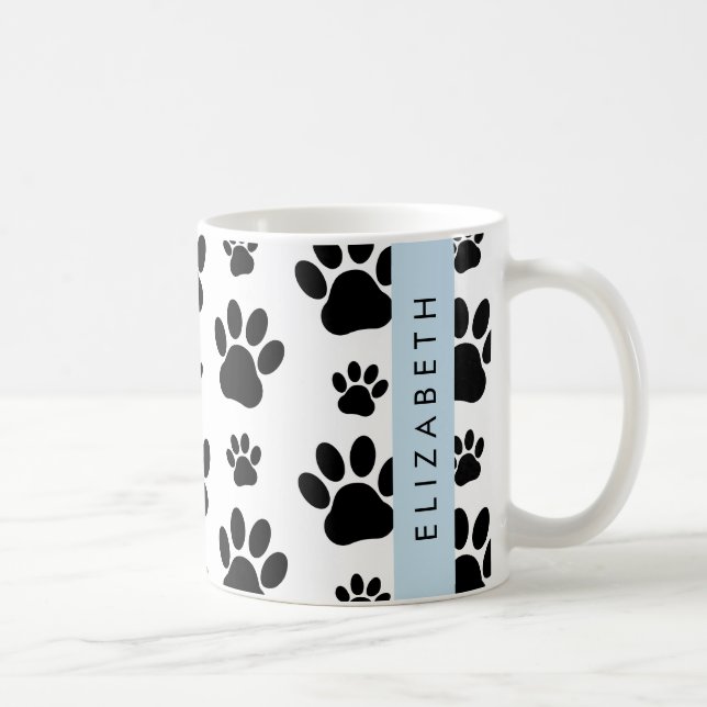 Caneca De Café Padrões de pata, patas de cão, preto e branco, seu (Direita)