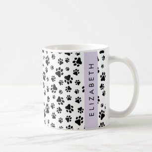 Caneca De Café Padrões de pata, patas de cão, preto e branco, seu
