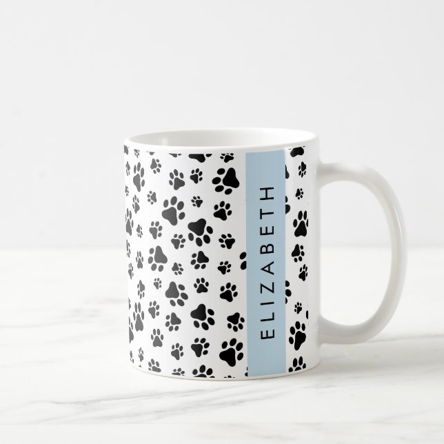 Caneca De Café Padrões de pata, patas de cão, preto e branco, seu (Direita)
