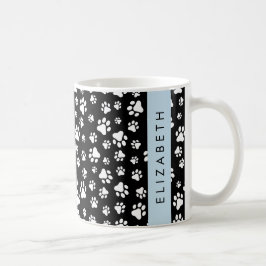 Caneca De Café Padrões de pata, patas de cão, preto e branco, seu