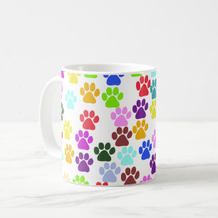 Caneca De Café Padrões De patas, patas-caninas, trilhos - Vermel