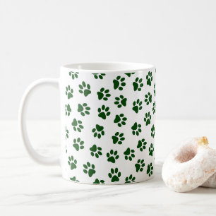 Caneca De Café Padrões De Patas, Pistas De Cães, Pistas Verdes