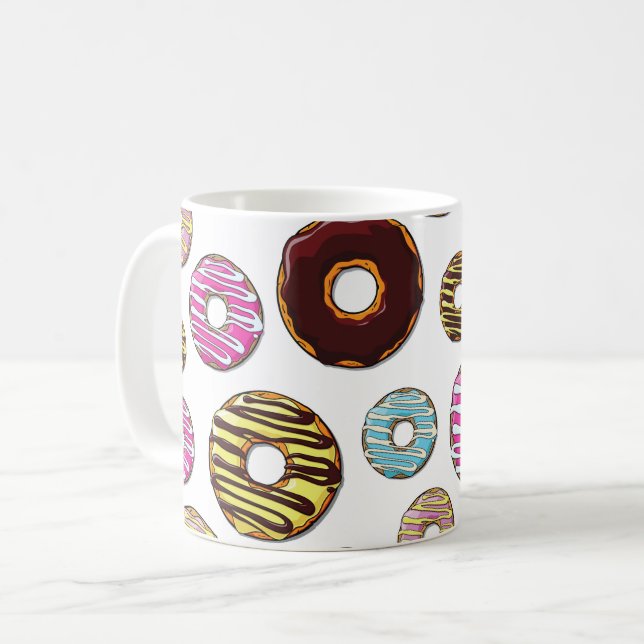 Caneca De Café Padrões De Rosquinhas, Rosquinhas Coloridas, Prens (Frente Esquerda)