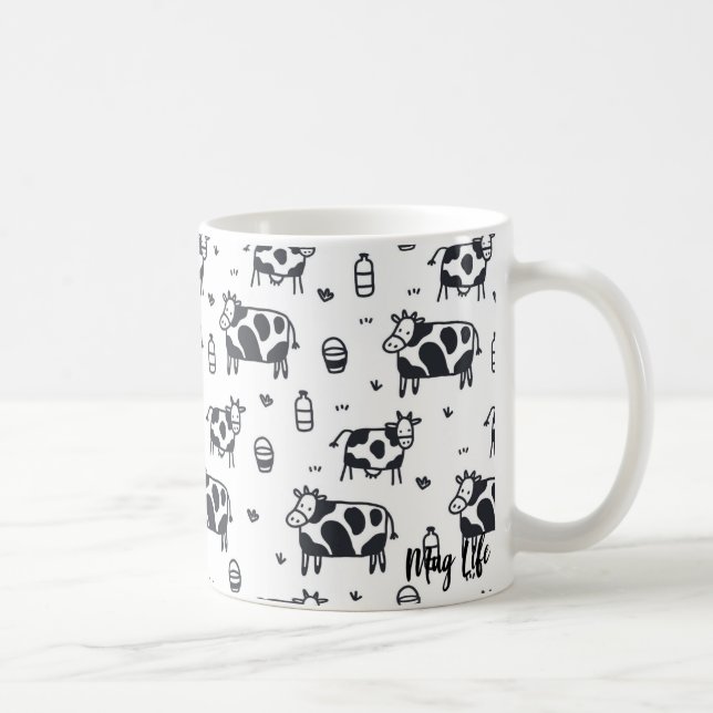 Caneca De Café Padrões de Vaca de Cartoon Bonitos (Direita)