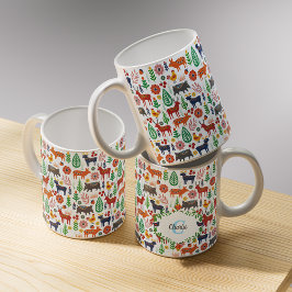 Caneca De Café Padrões do Monograma de Arte Folicular Escandinávi