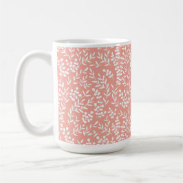 Caneca De Café Padrões florais simples de fazenda em rosa