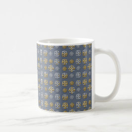 Caneca De Café Padrões geométricos entrelaçados de ouro e prata
