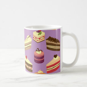 Caneca De Café Padrões Ilustrados De Bolos De Chá Bonitos E Color