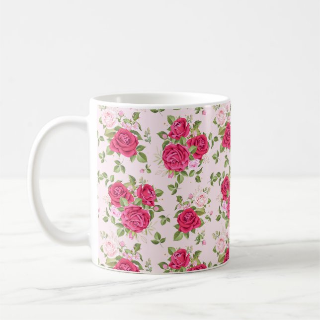 Caneca De Café Padrões Invisíveis De Folha Desenhada À Mão (Esquerda)