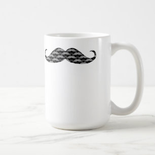Caneca De Café Padrões legal do bigode do Grayscale