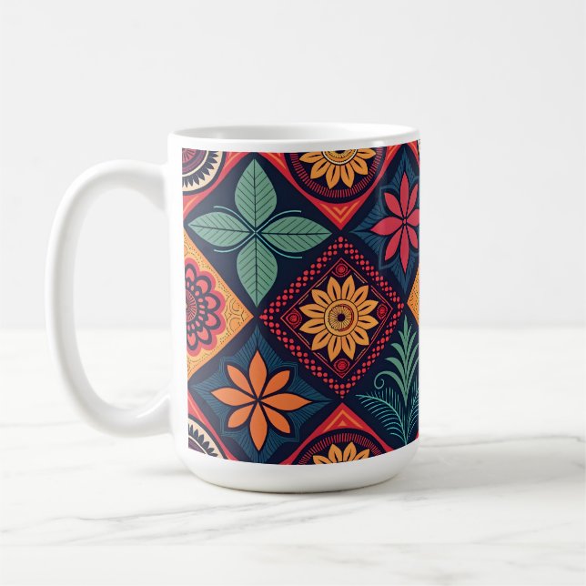 Caneca De Café Padrões mágicos das flores (Esquerda)