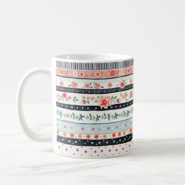 Caneca De Café Padrões mistos shabby chic (Esquerda)