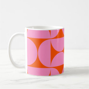 Caneca De Café Padrões Modernos De meio século Rosa E Laranja