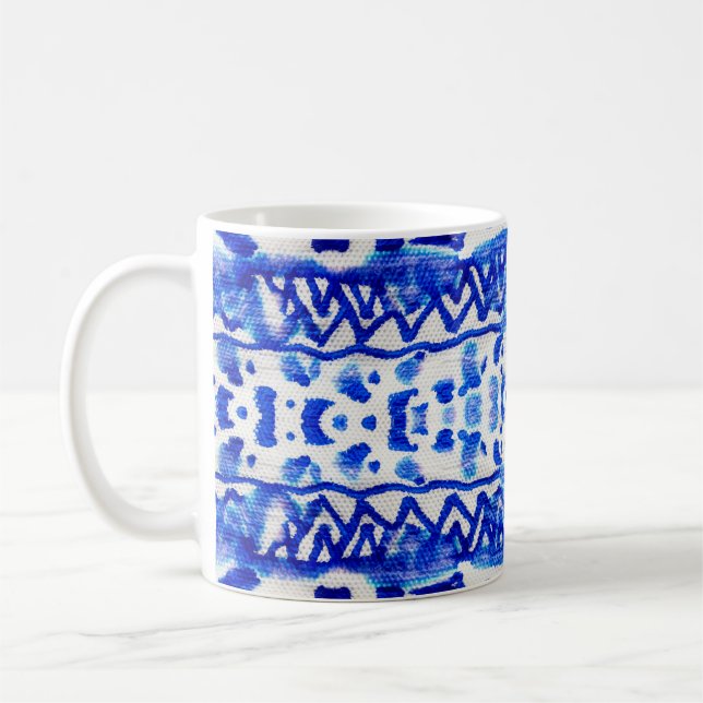 Caneca De Café Padrões Nativos do Seta do Indigo Étnico (Esquerda)