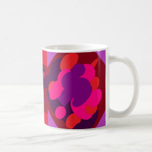 Caneca De Café padrões quadrados de lavandas e marões