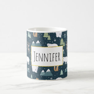Caneca De Café Padrões Russos De Inverno De Natal Bonito