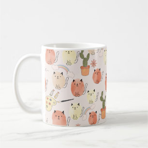 Caneca De Café Padrões sem costura de gatos brancos