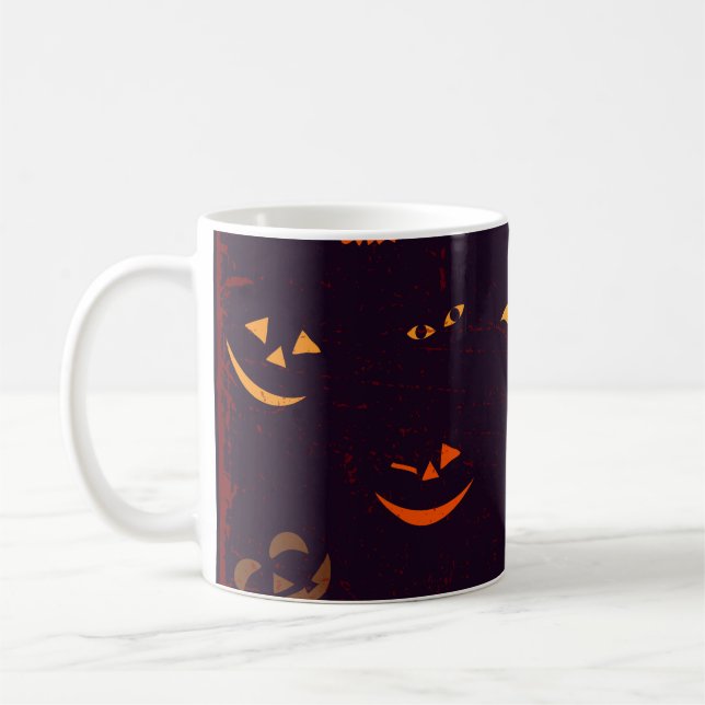 Caneca De Café Padrões Sem Olho Fundo Da Cara Do Diabo Da Pumpkin (Esquerda)