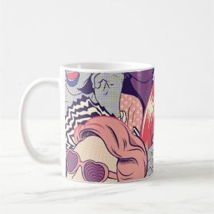 Caneca De Café Padrões Sem Olhos De Gengivas De Arte Pop. Backgr