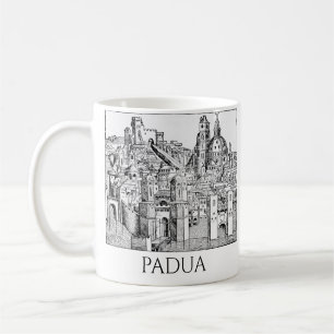 Caneca De Café Padua Minimalista Silhueta Medieval Arte Linear