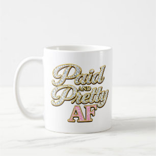 Caneca De Café Paga e Bonita AF Diamond Glam   Garota Chefe