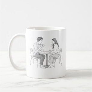 Caneca De Café Página para Colorir de Data de Café de Casal Român