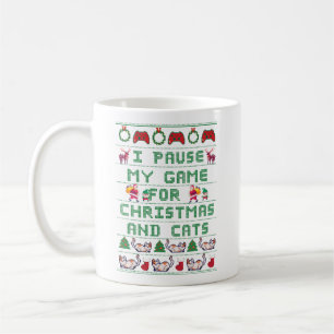 CANECA DE CAFÉ PAGO MEU JOGO POR NATAL E GATOS