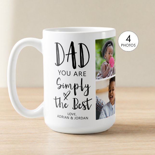 Caneca De Café Pai 4 Fotos Simplesmente As Melhores Personalizada (Criador carregado)