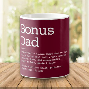 Caneca De Café Pai Adicional Padrasto Definição Vermelho Borgonha